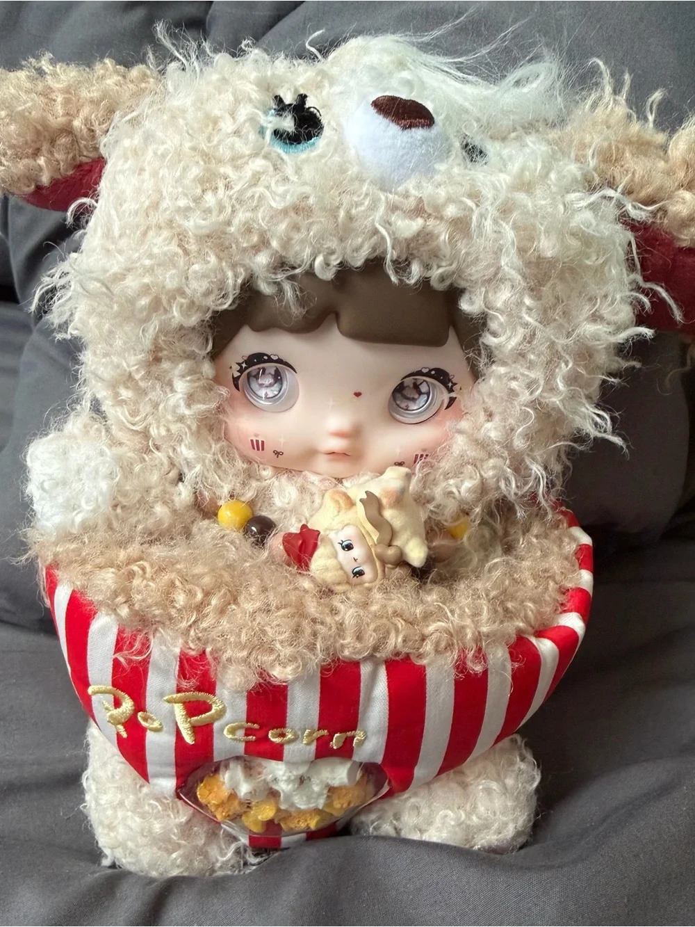 Plush Kids Character Bag Duo in Cream & Black - Cute Animal Design